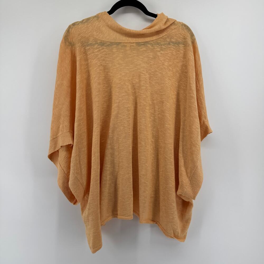 Eileen Fisher Cowl Neck Dolman Sleeve Linen Blend Knit Blouse Sz L Creamsicle - Picture 5 of 6